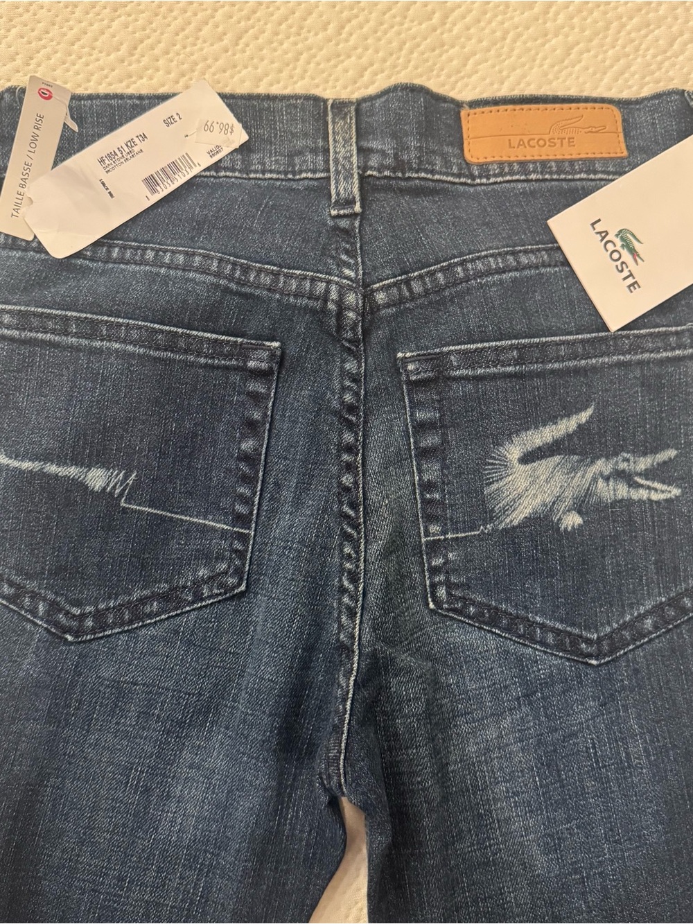 Lacoste Blue Denim Jeans with Croc Back Pocket Detail